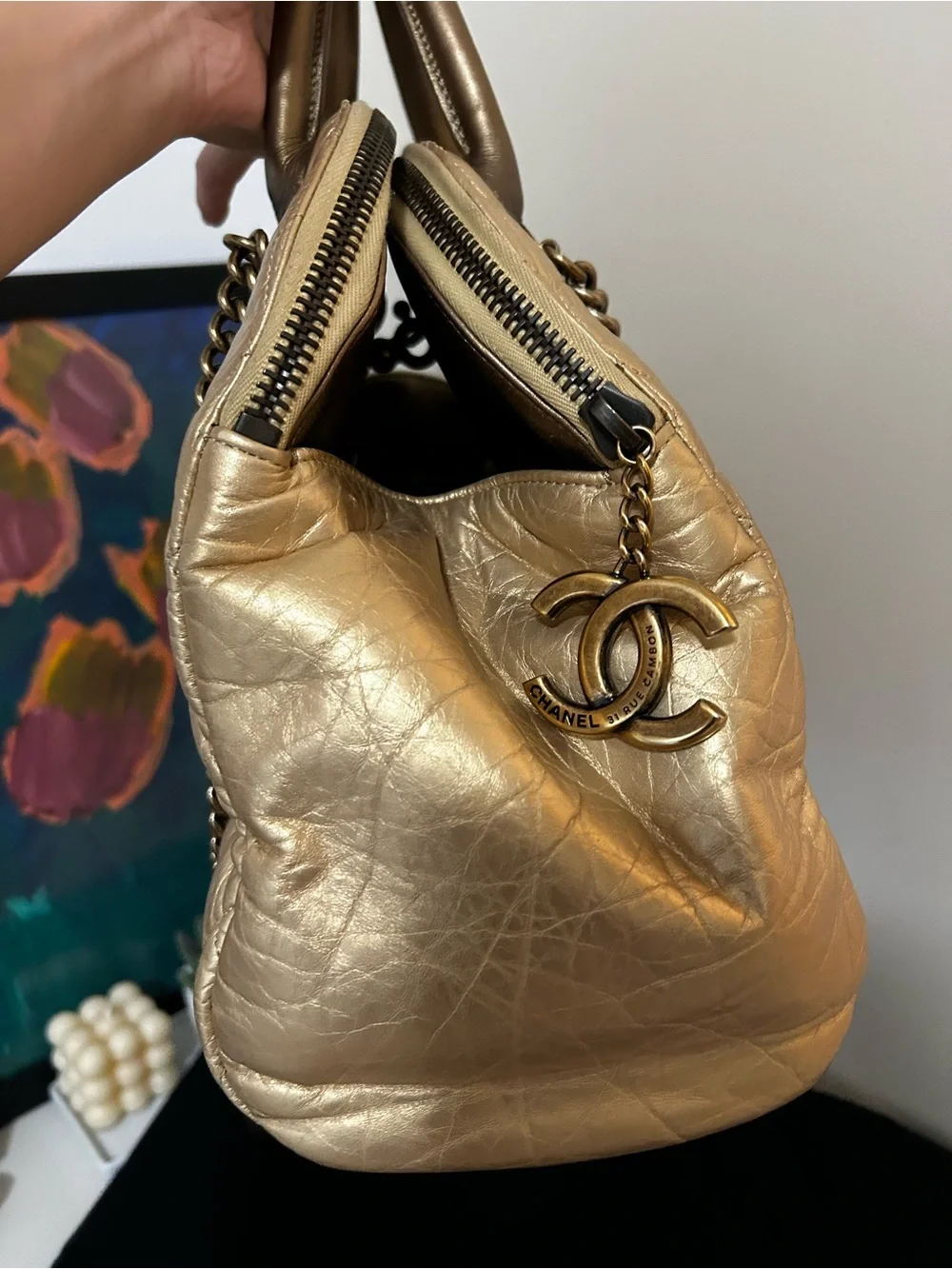 CHANEL Metallic Gold Bag - Picture 8 of 14